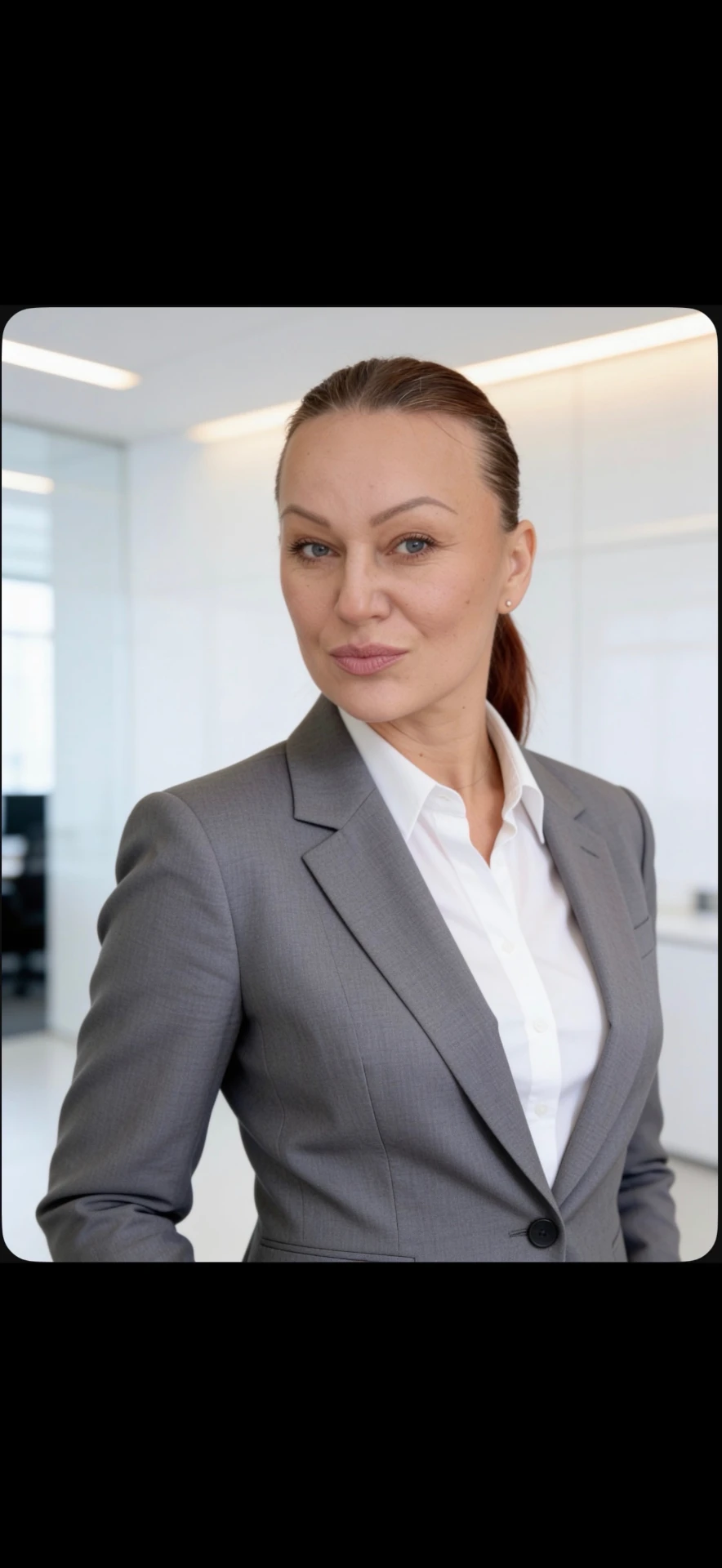 Nataliya Abolfathi in a gray suit